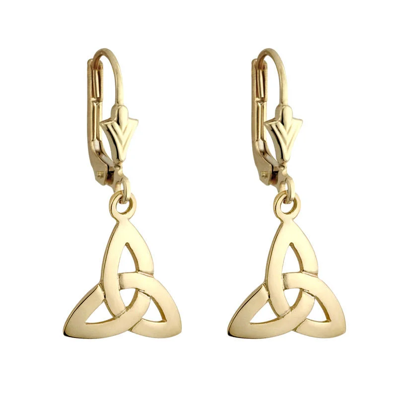 Light weave earrings-14K Gold Trinity Knot Drop Earrings