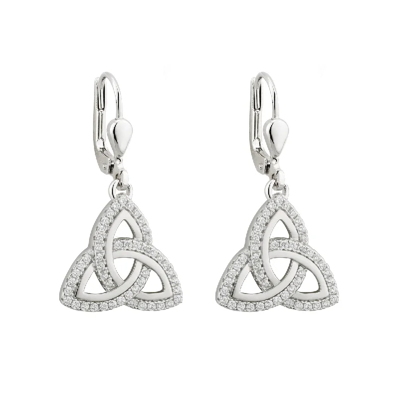 Vintage-edge earrings-Drop Trinity Knot Earrings