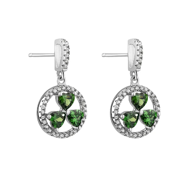 Retro citrine earrings-Green Shamrock Drop Earrings