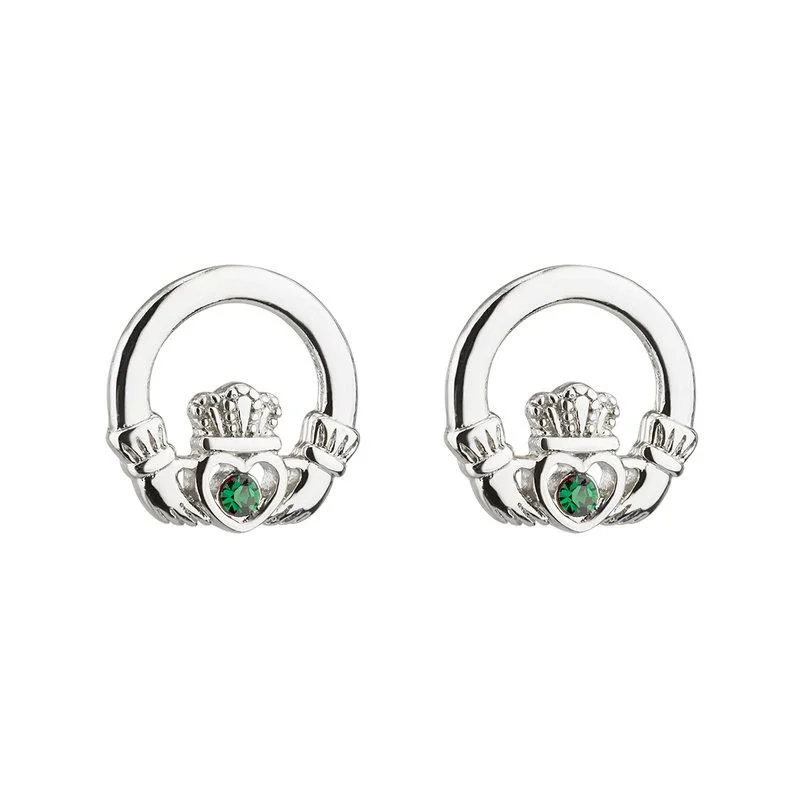 Clean cut earrings-Crystal Claddagh Stud Earrings