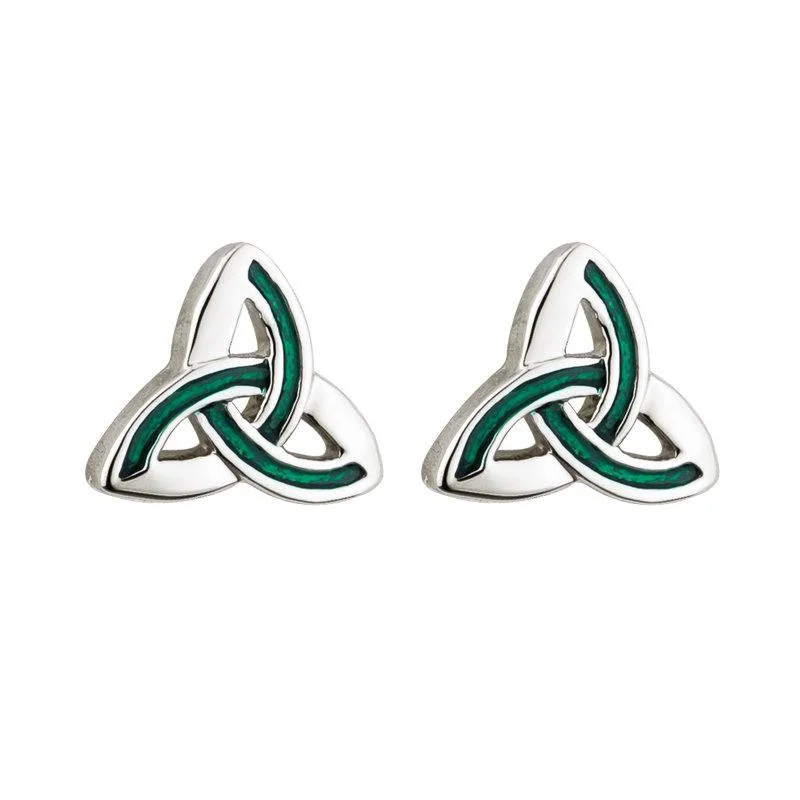 Outstretched gem earrings-Solvar Rhodium Enamel Trinity Stud Earrings