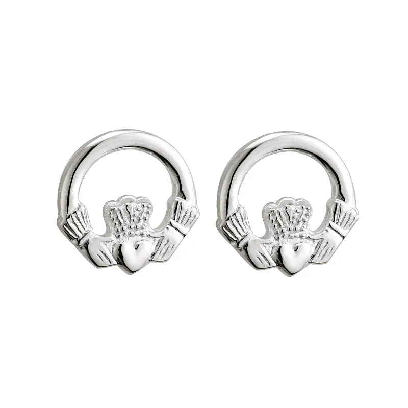 Light weave earrings-Silver Claddagh Earrings