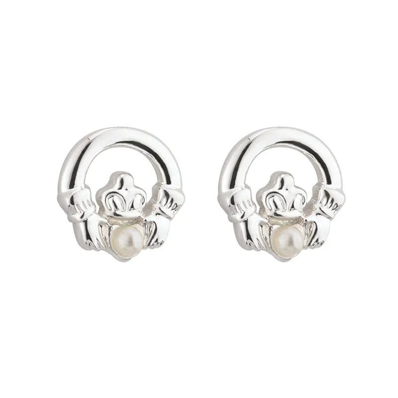 Floating diamond earrings-Communion Claddagh Earrings