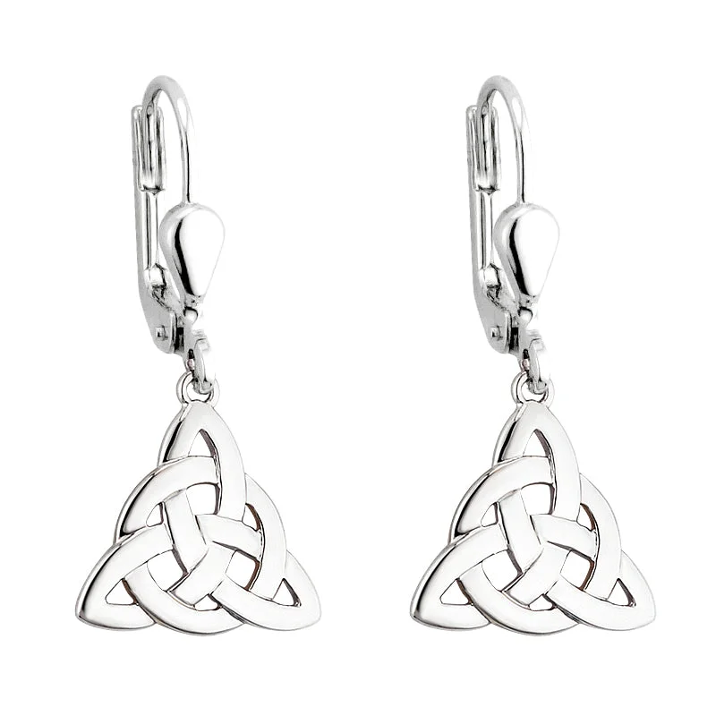 Parted-tier earrings-Silver Trinity Drop Earrings