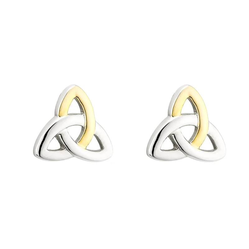 Ragged edge earrings-Two Tone Plated Trinity Knot Stud Earrings