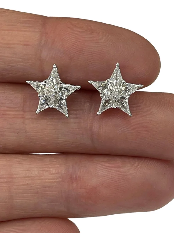 Fine-level earrings-Special Shield Cut Natural Diamond Illusion Star Earrings White Gold 18kt