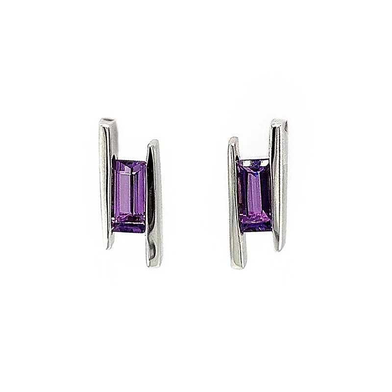 Summit gem earrings-Amethyst Earrings