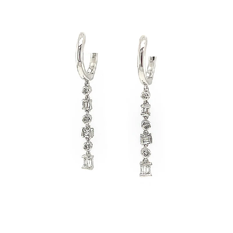 Looping wire earrings-Sterling Silver and Diamond Fashion Earrings