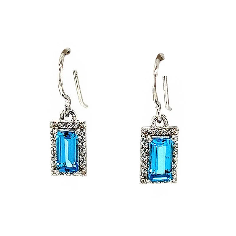 Glowing ruby earrings-Blue And White Topaz Earrings