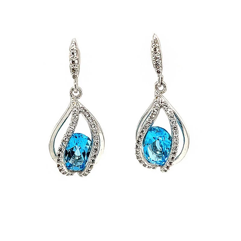 Assorted gem earrings-Blue And White Topaz Earrings