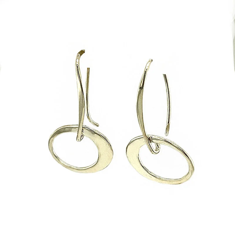 Looping wire earrings-Sterling Silver Drop Earrings