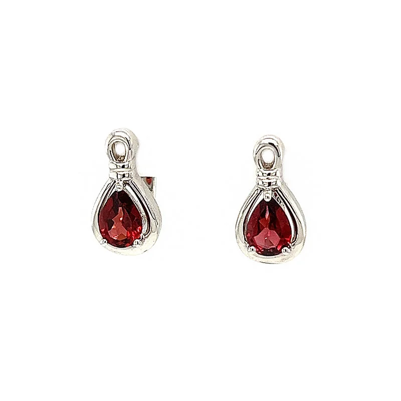 Clasped gem earrings-Garnet Earrings