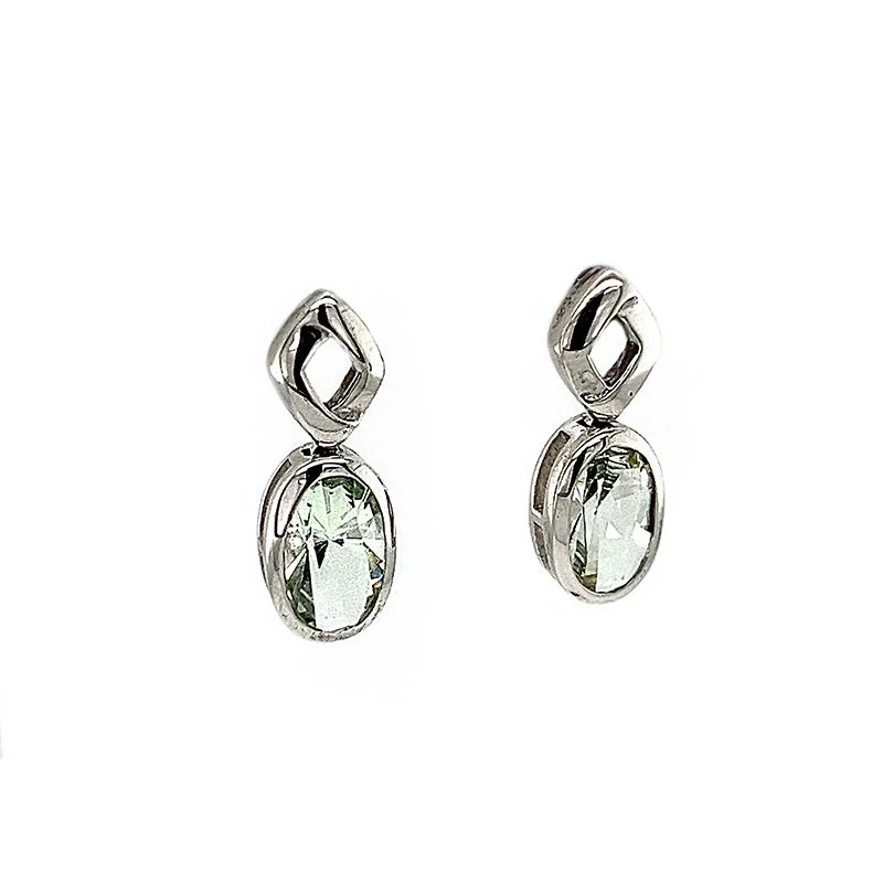 Grooved rim earrings-Green Amethyst Earrings