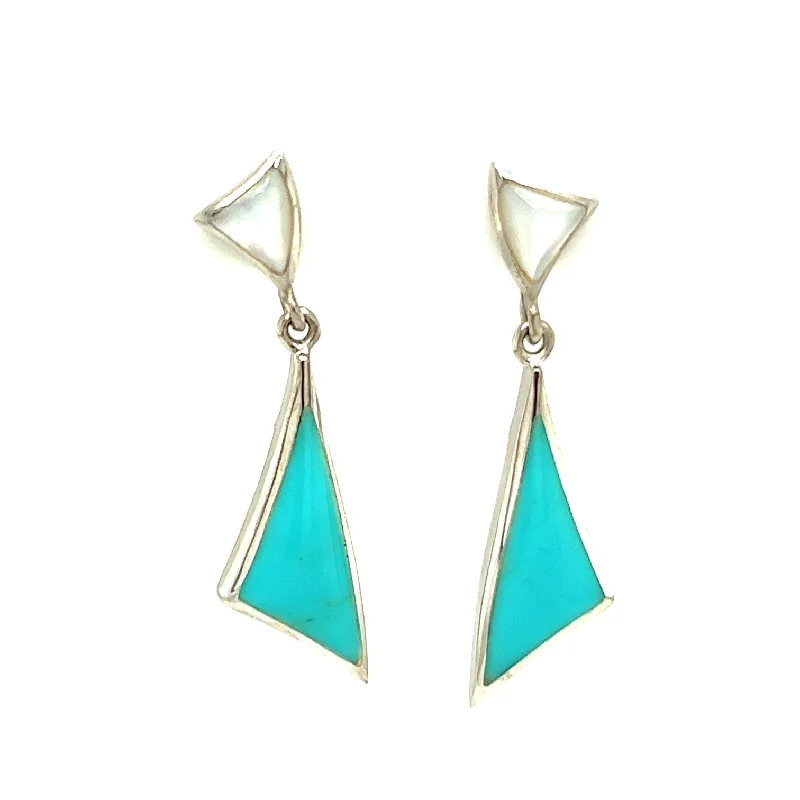 Delicate silver earrings-Sterling Silver Turquoise Earrings