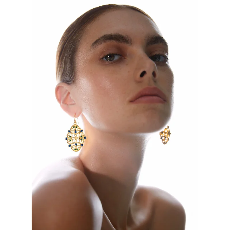 Rounded stone earrings-VAYA | 24K Gold Earrings