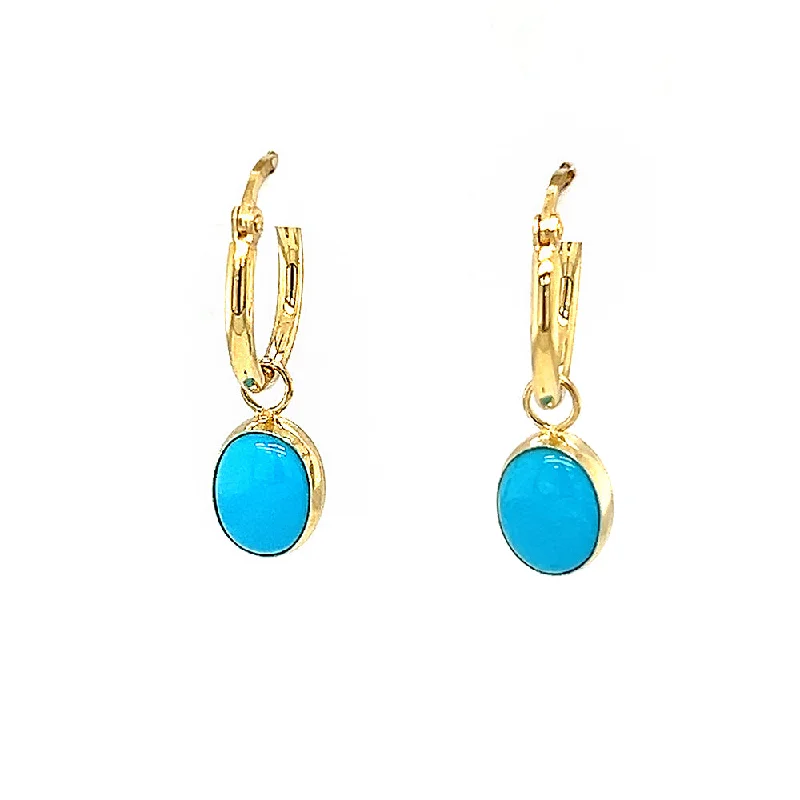 Grooved rim earrings-Turquoise Earrings