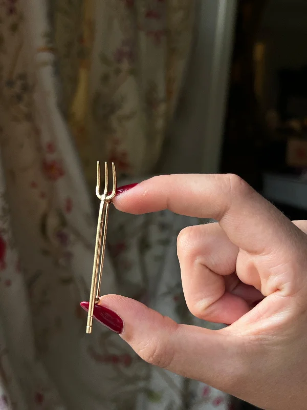 custom brooch-14ct Edwardian Trident/Fork Brooch