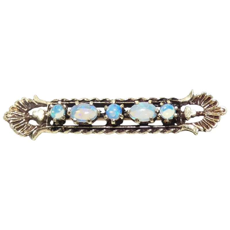 nature-inspired brooch-14K Gold Opal Brooch Bar Pin