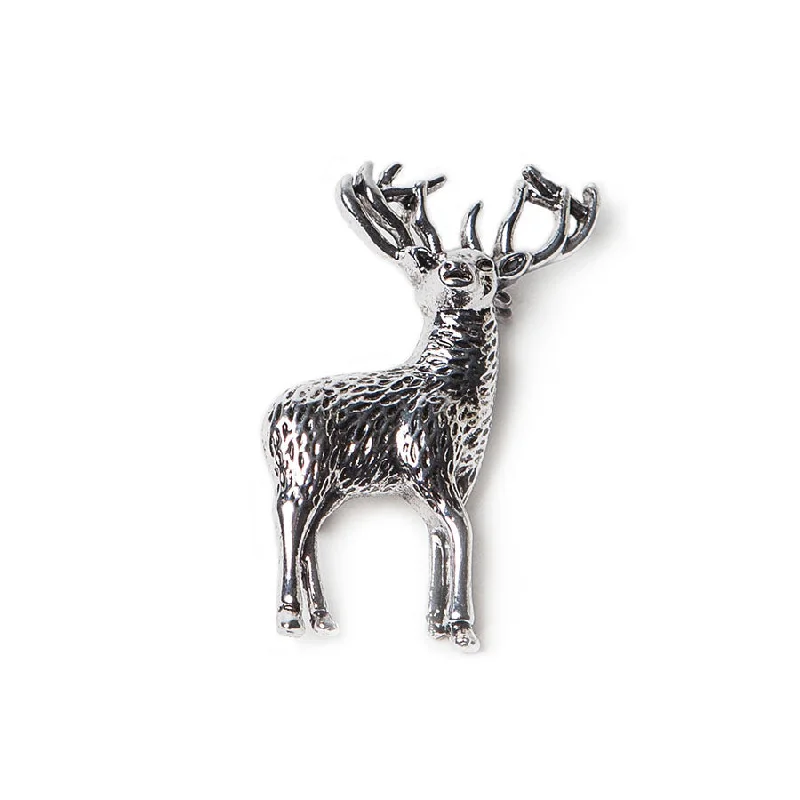 animal brooch-Antique Silver Finish Stag Brooch