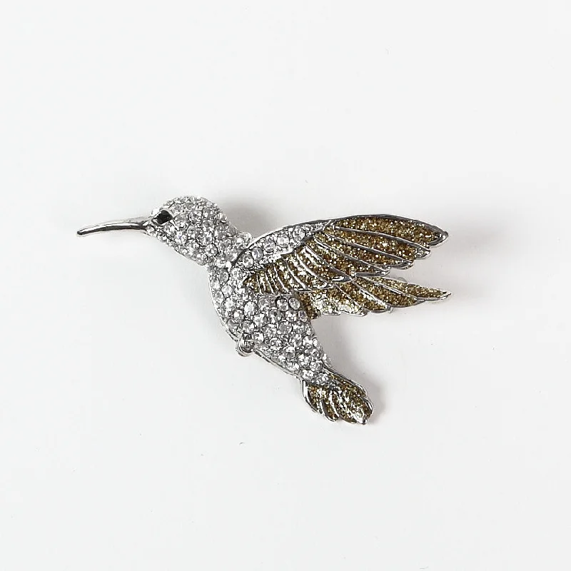 delicate brooch-Beautiful Sparkly Diamante Humming Bird Brooch