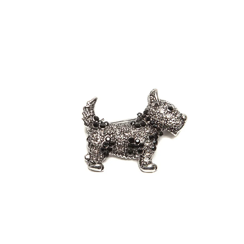 intricate diamond brooch-Cute Sparkly Crystal Scottie Brooch