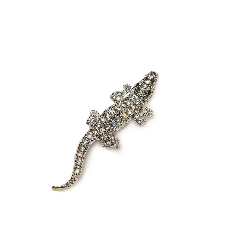 quirky brooch-Diamante Sparkly Crocodile Brooch