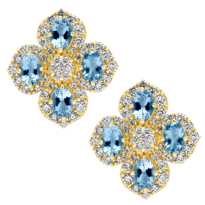 quirky brooch-Earrings - Aquamarine And Diamond