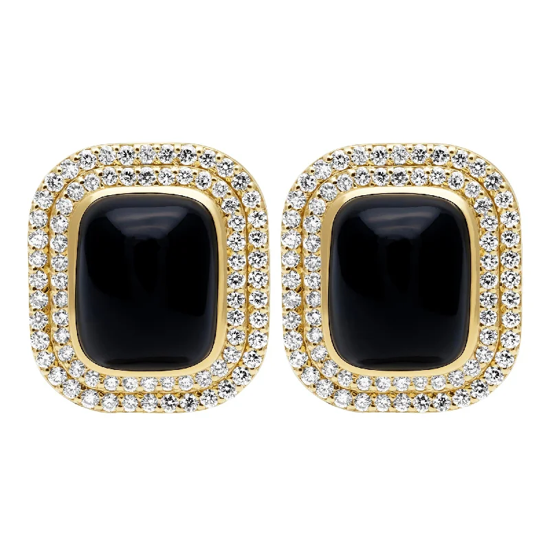 romantic brooch-Earrings - Black Onyx And Diamond