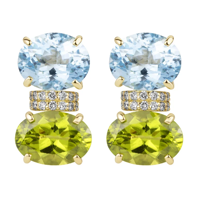 gothic brooch-Earrings - Blue Topaz, Peridot And Diamond