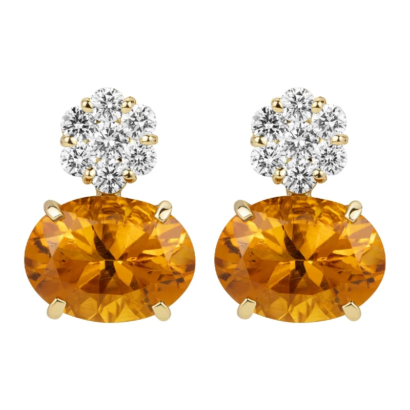 bridal brooch-Earrings - Citrine And Diamond