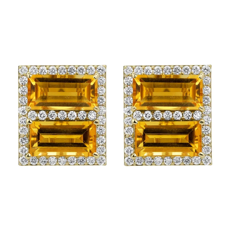 enamel brooch-Earrings - Citrine And Diamond