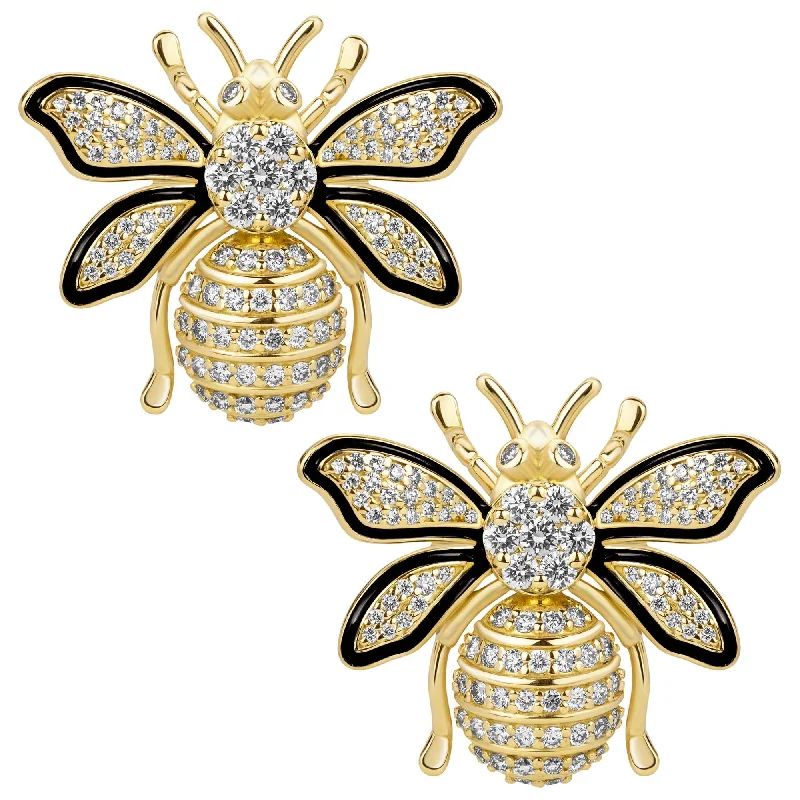 butterfly pearl brooch-Earrings - Diamond (enamel)