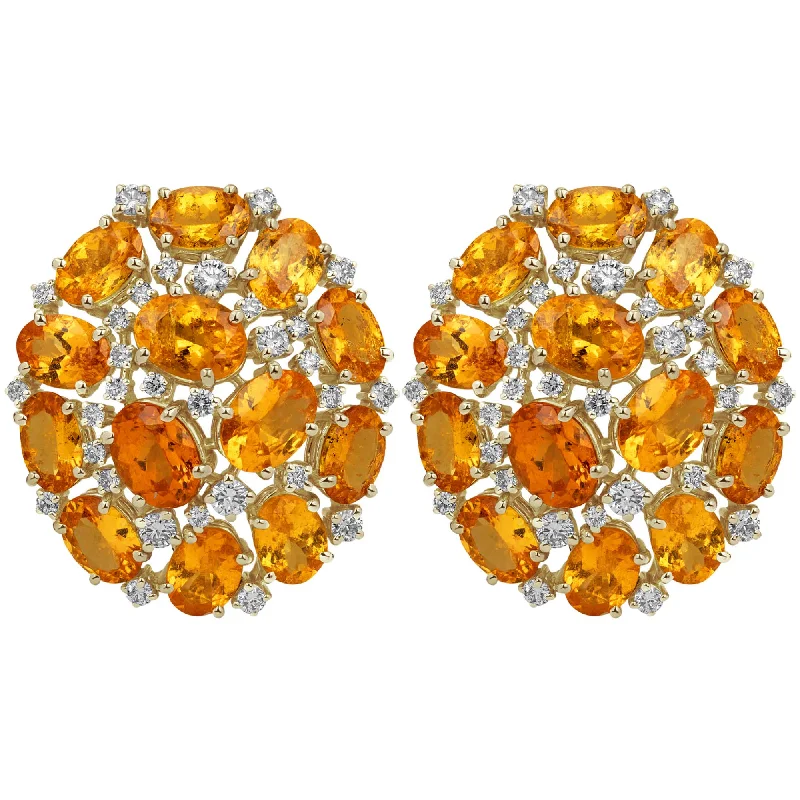 intricate diamond brooch-Earrings - Orange Garnet And Diamond