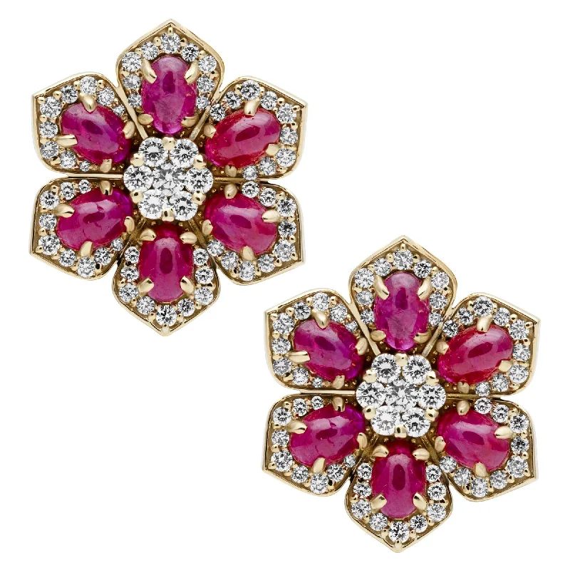 elegant silver brooch-Earrings - Ruby And Diamond