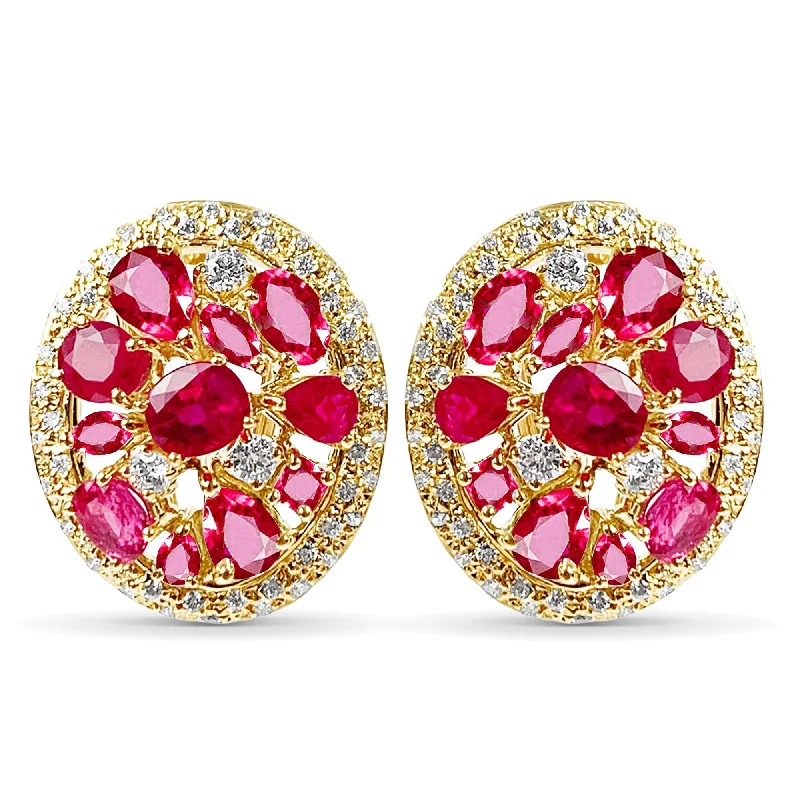 bold brooch-Earrings - Ruby & Diamond