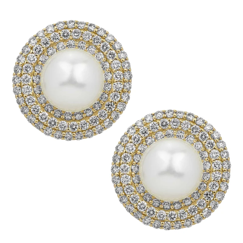 classic brooch-Earrings - South Sea Pearl And Diamond