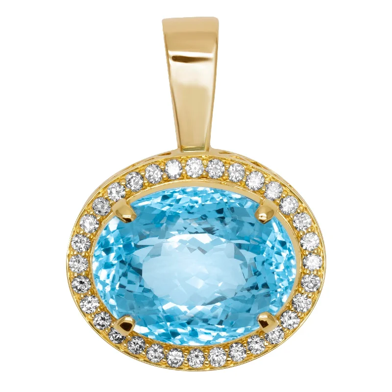 gift brooch-Pendant - Blue Topaz And Diamond