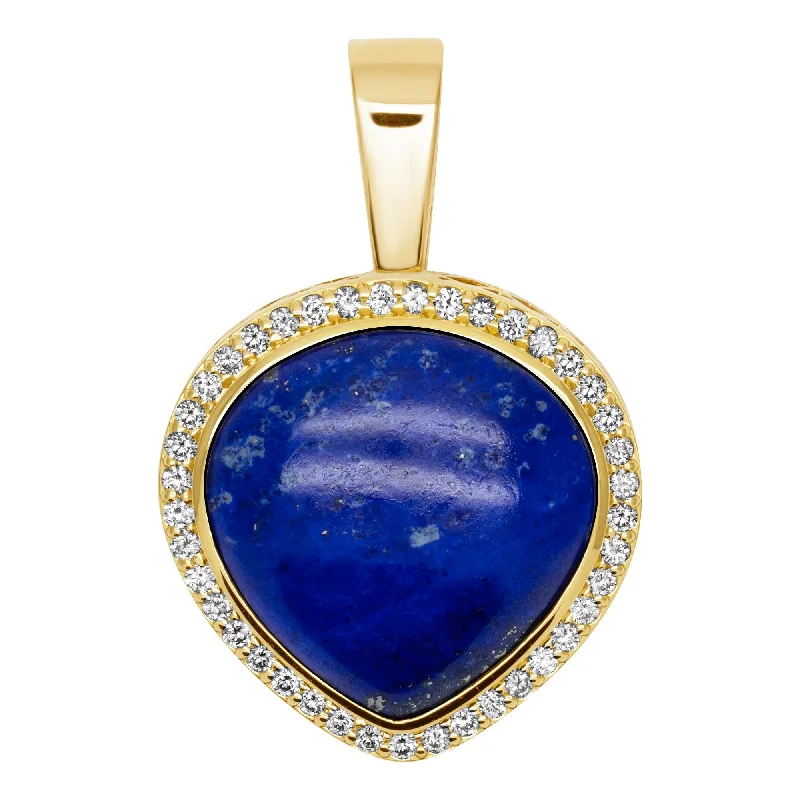 spring brooch-Pendant - Lapis Lazuli And Diamond