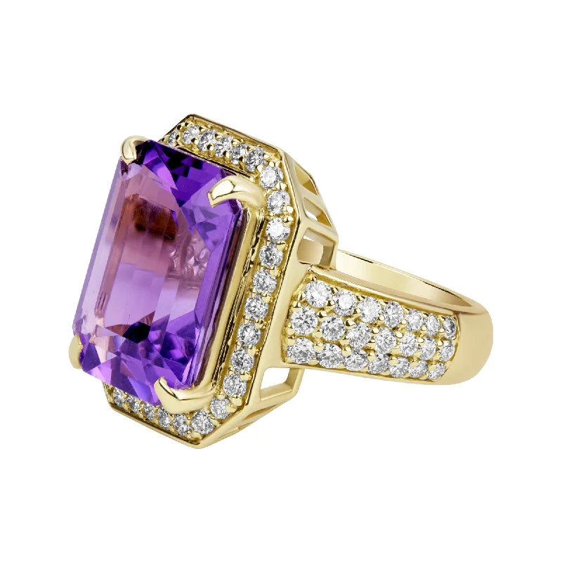 enamel brooch-Ring - Amethyst And Diamond