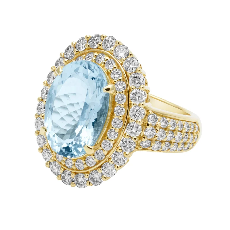 personalized brooch-Ring - Aquamarine And Diamond