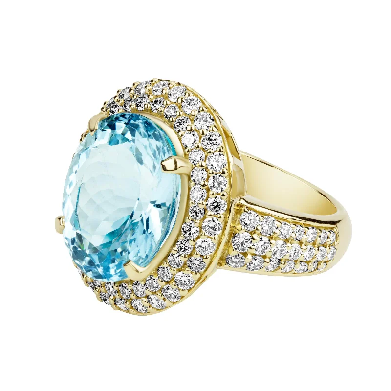 luxury brooch-Ring - Aquamarine And Diamond