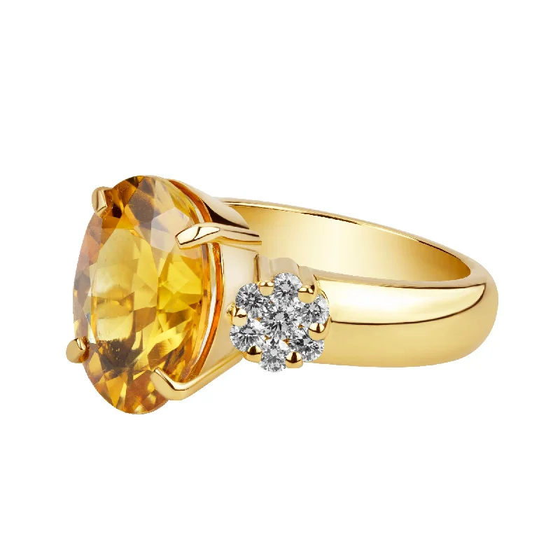 intricate diamond brooch-Ring - Citrine And Diamond