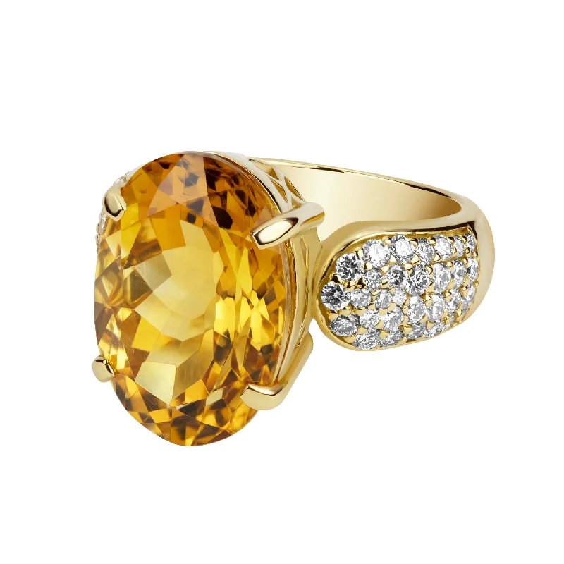 winter brooch-Ring - Citrine And Diamond