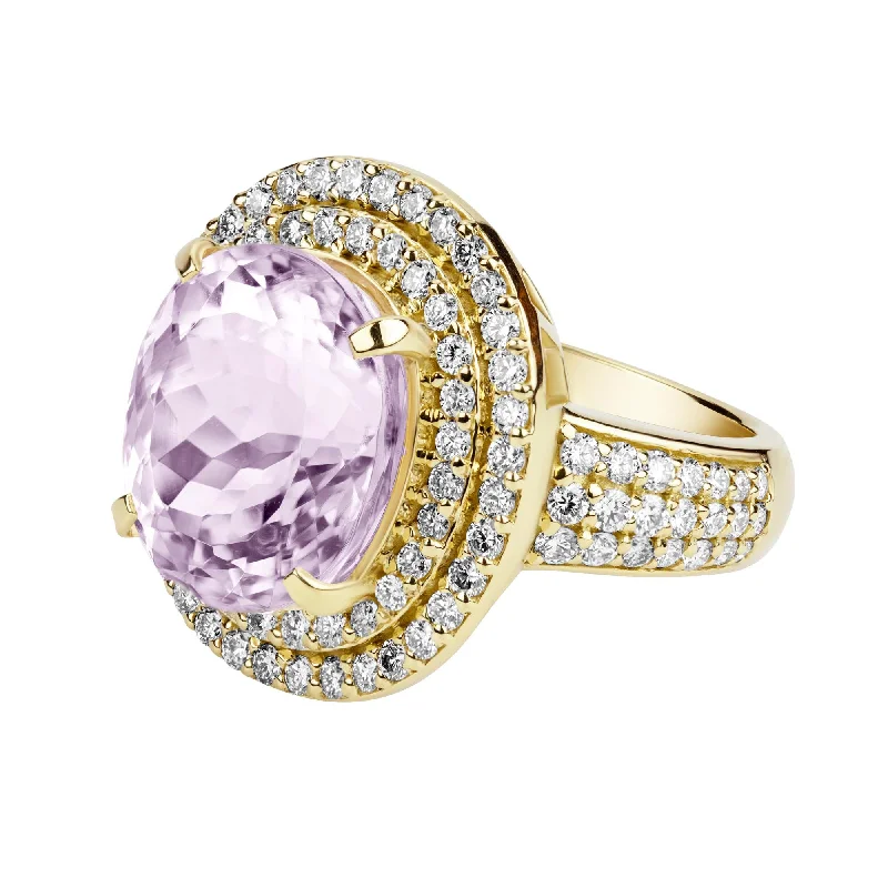 gemstone brooch-Ring - Kunzite And Diamond