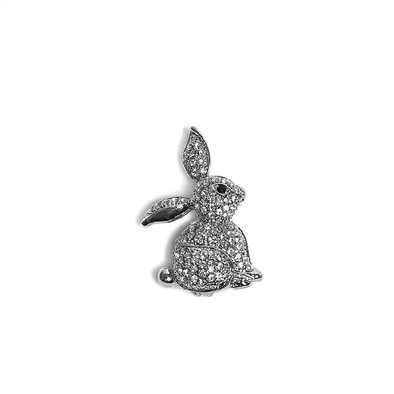 leather brooch-Sparkling Crystal Bunny Brooch