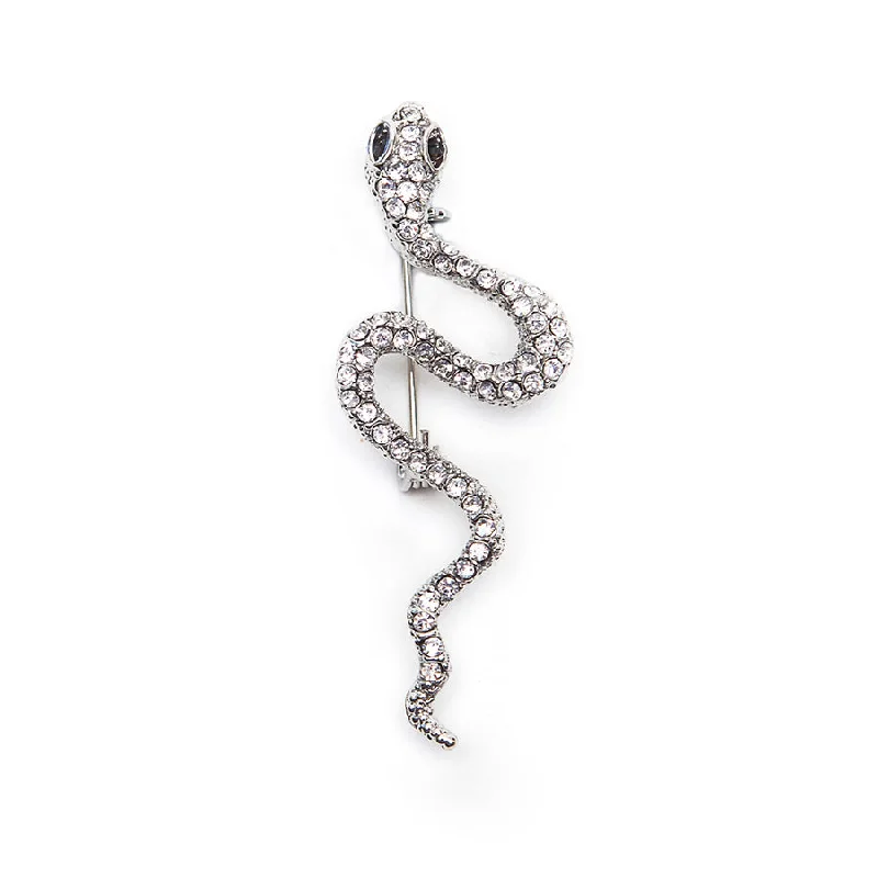 modern pearl brooch-Sparkling Snake Brooch