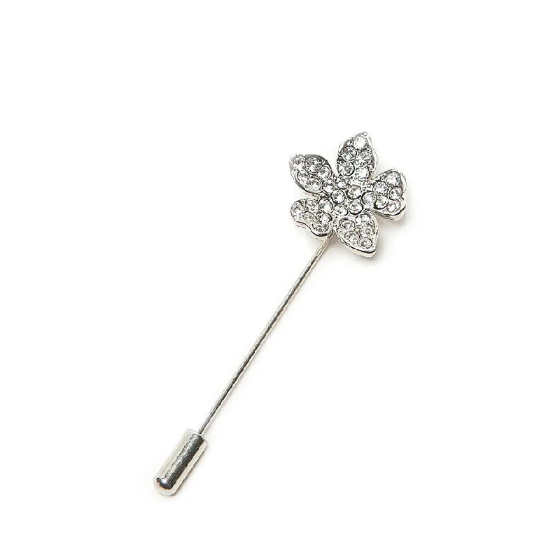 floral pearl brooch-Sparkly Diamante Flower Pin