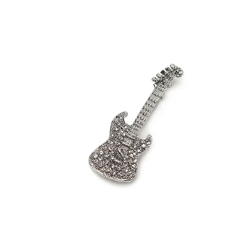 holiday brooch-Sparkly Diamante Guitar Brooch