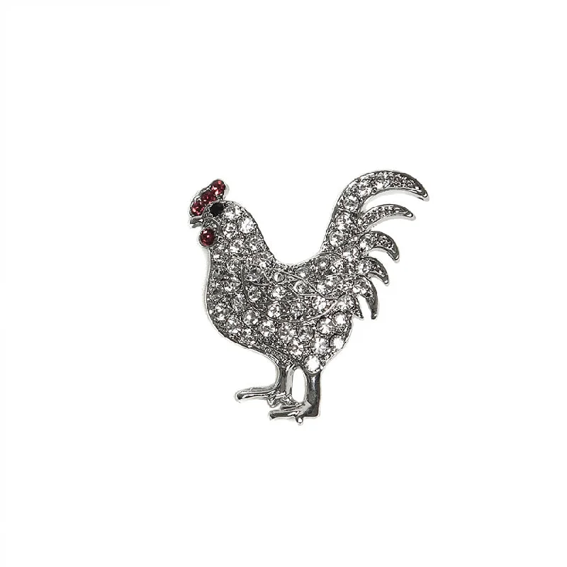 romantic brooch-Sparkly Diamante Rooster Brooch