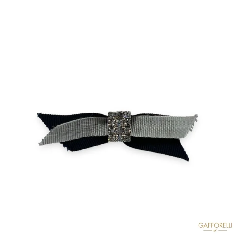 ruby brooch-Two-tone Bow Brooch with Rhinestones U449 - Gafforelli Srl